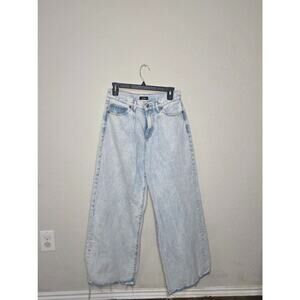EXPRESS Jeans Womens 6 Blue Relaxed Wide Leg Super High Rise Light Wash Denim